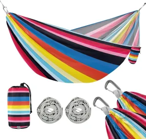 ATTX Colorful Mexico Stripe Camping Hammock - Lightweight & Portable Hammocks, Heavy Duty 330lbs Capacity for Indoor, Hiking, Backpacking, Travel, Backyard, Beach#437