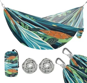 ATTX Cute Sea Turtles Camping Hammock - Lightweight & Portable Hammocks, Heavy Duty 330lbs Capacity for Indoor, Hiking, Backpacking, Travel, Backyard, Beach#357