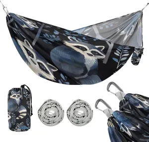 ATTX Dark Black Raccoons Camping Hammock - Lightweight & Portable Hammocks, Heavy Duty 330lbs Capacity for Indoor, Hiking, Backpacking, Travel, Backyard, Beach#286