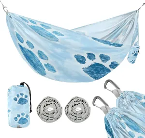 ATTX Dog Paw Prints Camping Hammock - Lightweight & Portable Hammocks, Heavy Duty 330lbs Capacity for Indoor, Hiking, Backpacking, Travel, Backyard, Beach#358
