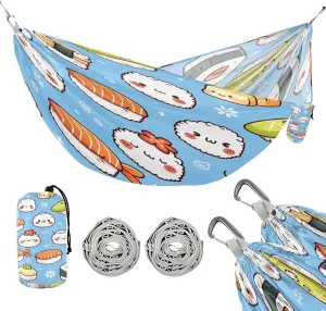 ATTX Kawaii Sushi Camping Hammock - Lightweight & Portable Hammocks, Heavy Duty 330lbs Capacity for Indoor, Hiking, Backpacking, Travel, Backyard, Beach#144