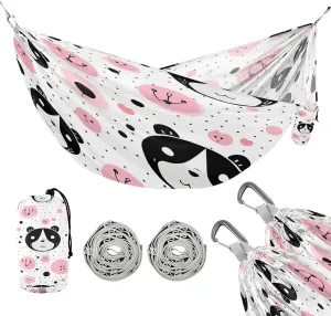 ATTX Pink Panda Bears Camping Hammock - Lightweight & Portable Hammocks, Heavy Duty 330lbs Capacity for Indoor, Hiking, Backpacking, Travel, Backyard, Beach#373