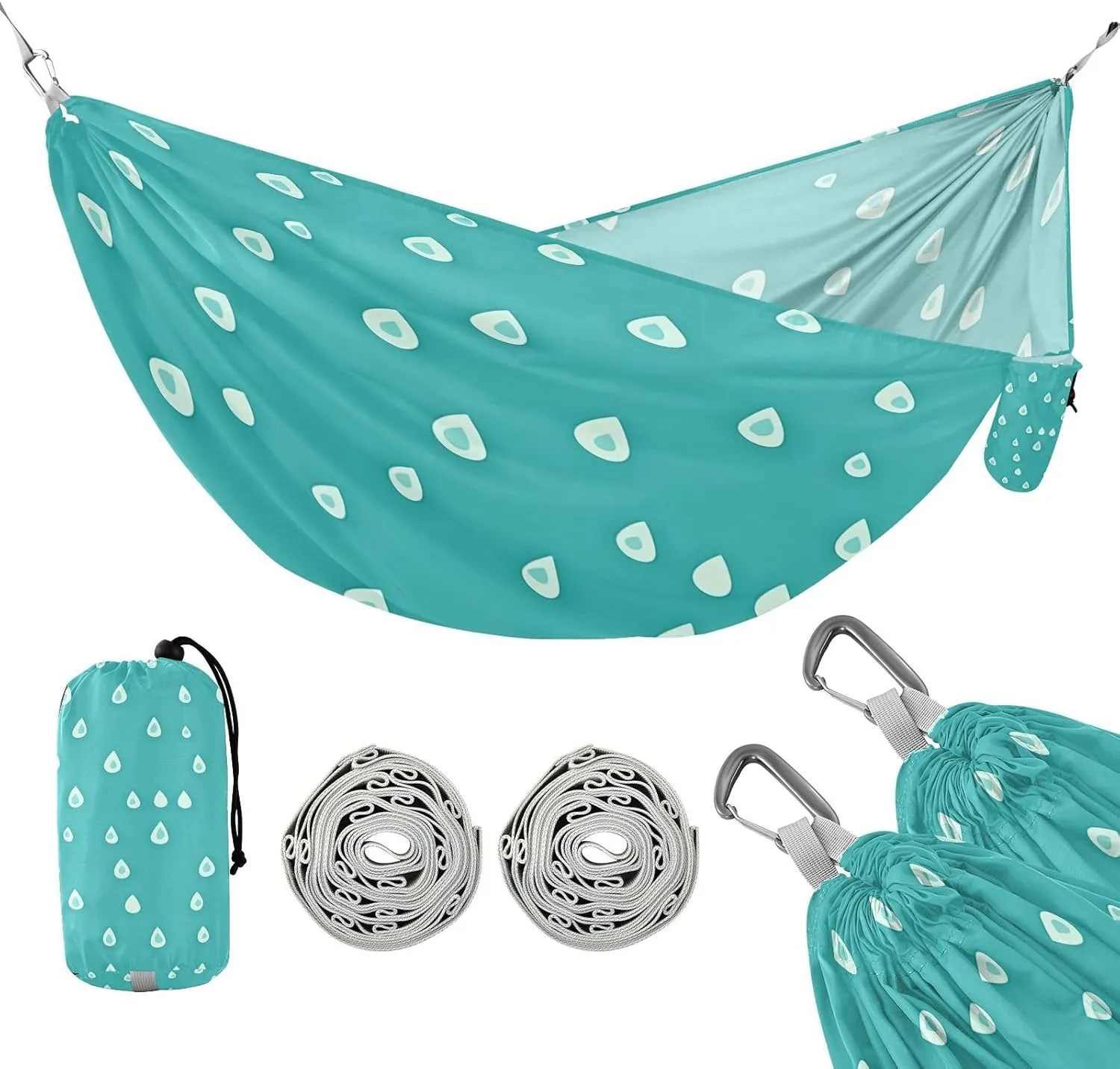 ATTX Raindrops Pattern Camping Hammock - Lightweight & Portable Hammocks, Heavy Duty 330lbs Capacity for Indoor, Hiking, Backpacking, Travel, Backyard, Beach#585