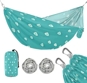 ATTX Raindrops Pattern Camping Hammock - Lightweight & Portable Hammocks, Heavy Duty 330lbs Capacity for Indoor, Hiking, Backpacking, Travel, Backyard, Beach#585