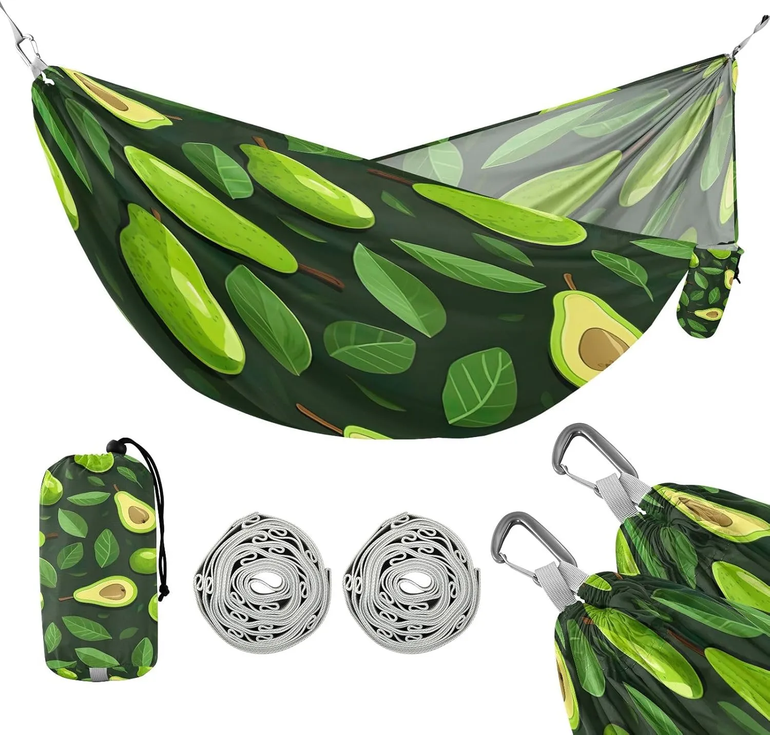 ATTX Small Avocado Slices Camping Hammock - Lightweight & Portable Hammocks, Heavy Duty 330lbs Capacity for Indoor, Hiking, Backpacking, Travel, Backyard, Beach#381