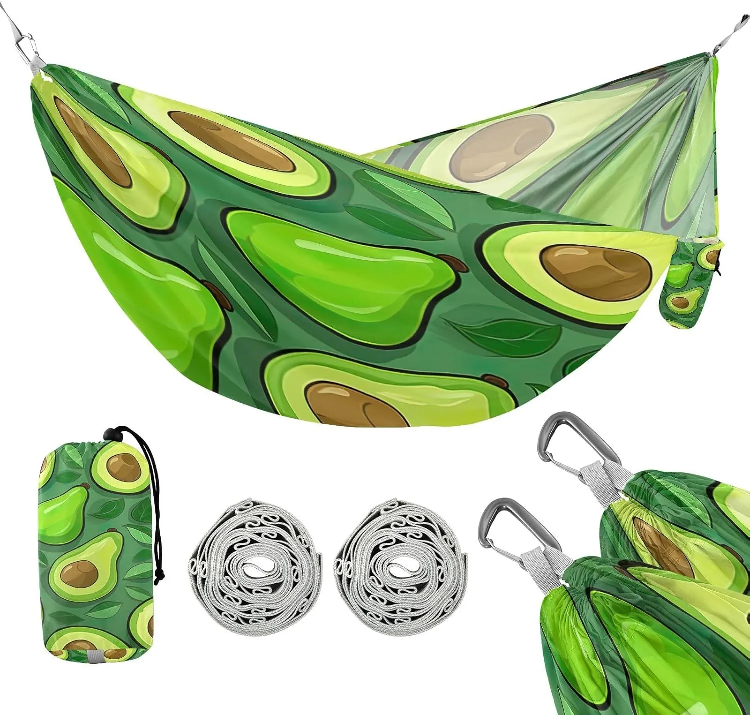 ATTX Small Avocado Slices Camping Hammock - Lightweight & Portable Hammocks, Heavy Duty 330lbs Capacity for Indoor, Hiking, Backpacking, Travel, Backyard, Beach#384
