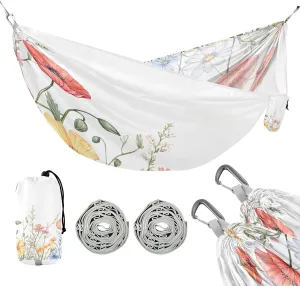 ATTX Spring Beautiful Wildflowers Camping Hammock - Lightweight & Portable Hammocks, Heavy Duty 330lbs Capacity for Indoor, Hiking, Backpacking, Travel, Backyard, Beach#74