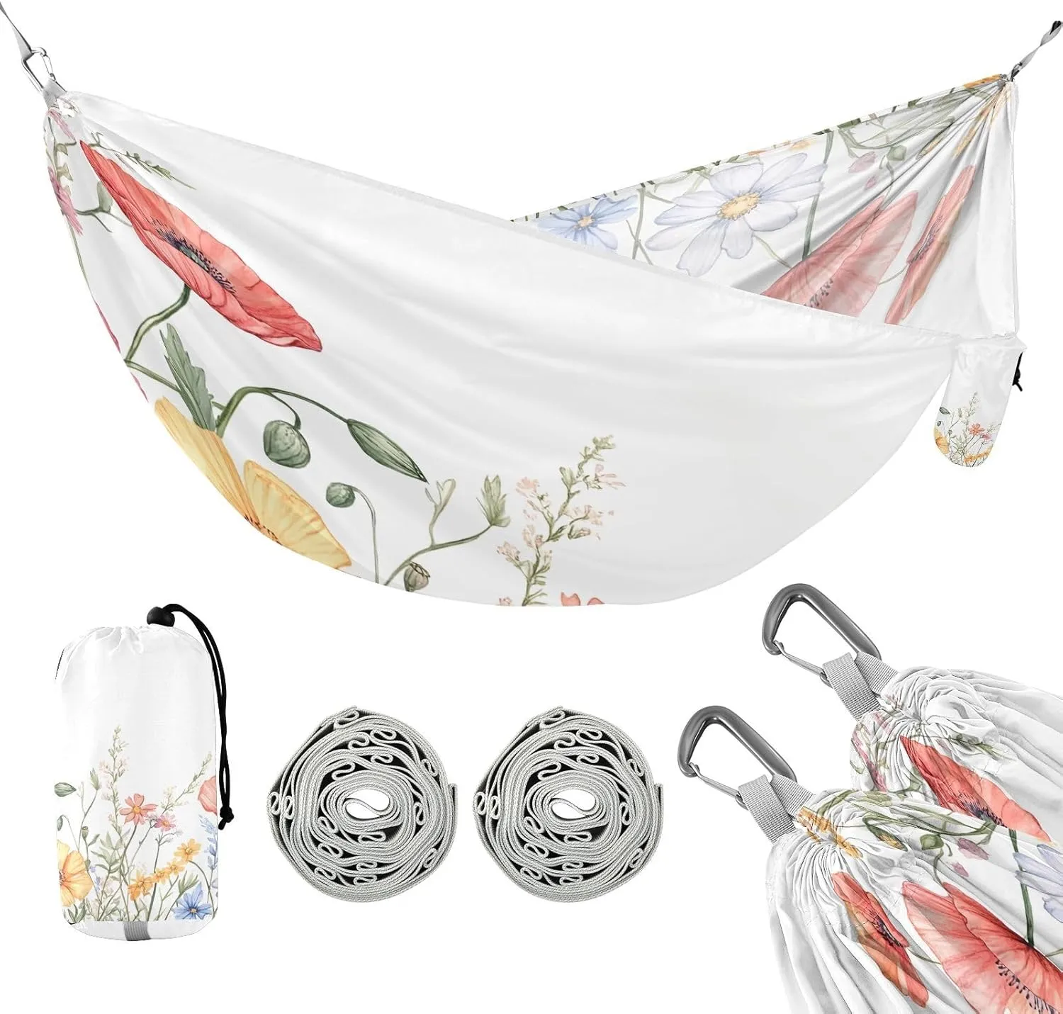 ATTX Spring Beautiful Wildflowers Camping Hammock - Lightweight & Portable Hammocks, Heavy Duty 330lbs Capacity for Indoor, Hiking, Backpacking, Travel, Backyard, Beach#74