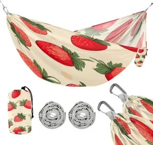 ATTX Strawberry Pattern Camping Hammock - Lightweight & Portable Hammocks, Heavy Duty 330lbs Capacity for Indoor, Hiking, Backpacking, Travel, Backyard, Beach#385