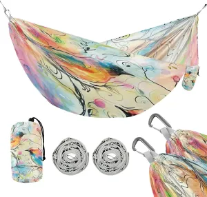 ATTX Watercolor Flower Pattern Camping Hammock - Lightweight & Portable Hammocks, Heavy Duty 330lbs Capacity for Indoor, Hiking, Backpacking, Travel, Backyard, Beach#405