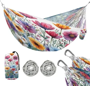 ATTX Watercolor Garden Camping Hammock - Lightweight & Portable Hammocks, Heavy Duty 330lbs Capacity for Indoor, Hiking, Backpacking, Travel, Backyard, Beach#49