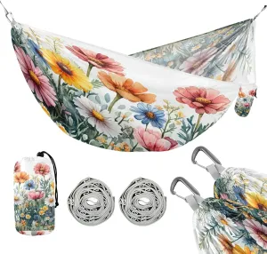 ATTX Watercolor Wildflowers Camping Hammock - Lightweight & Portable Hammocks, Heavy Duty 330lbs Capacity for Indoor, Hiking, Backpacking, Travel, Backyard, Beach#246
