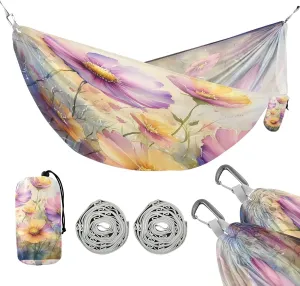 ATTX Watercolor Wildflowers Camping Hammock - Lightweight & Portable Hammocks, Heavy Duty 330lbs Capacity for Indoor, Hiking, Backpacking, Travel, Backyard, Beach#93