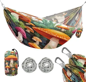 ATTX Watercolors Mushrooms Camping Hammock - Lightweight & Portable Hammocks, Heavy Duty 330lbs Capacity for Indoor, Hiking, Backpacking, Travel, Backyard, Beach#315