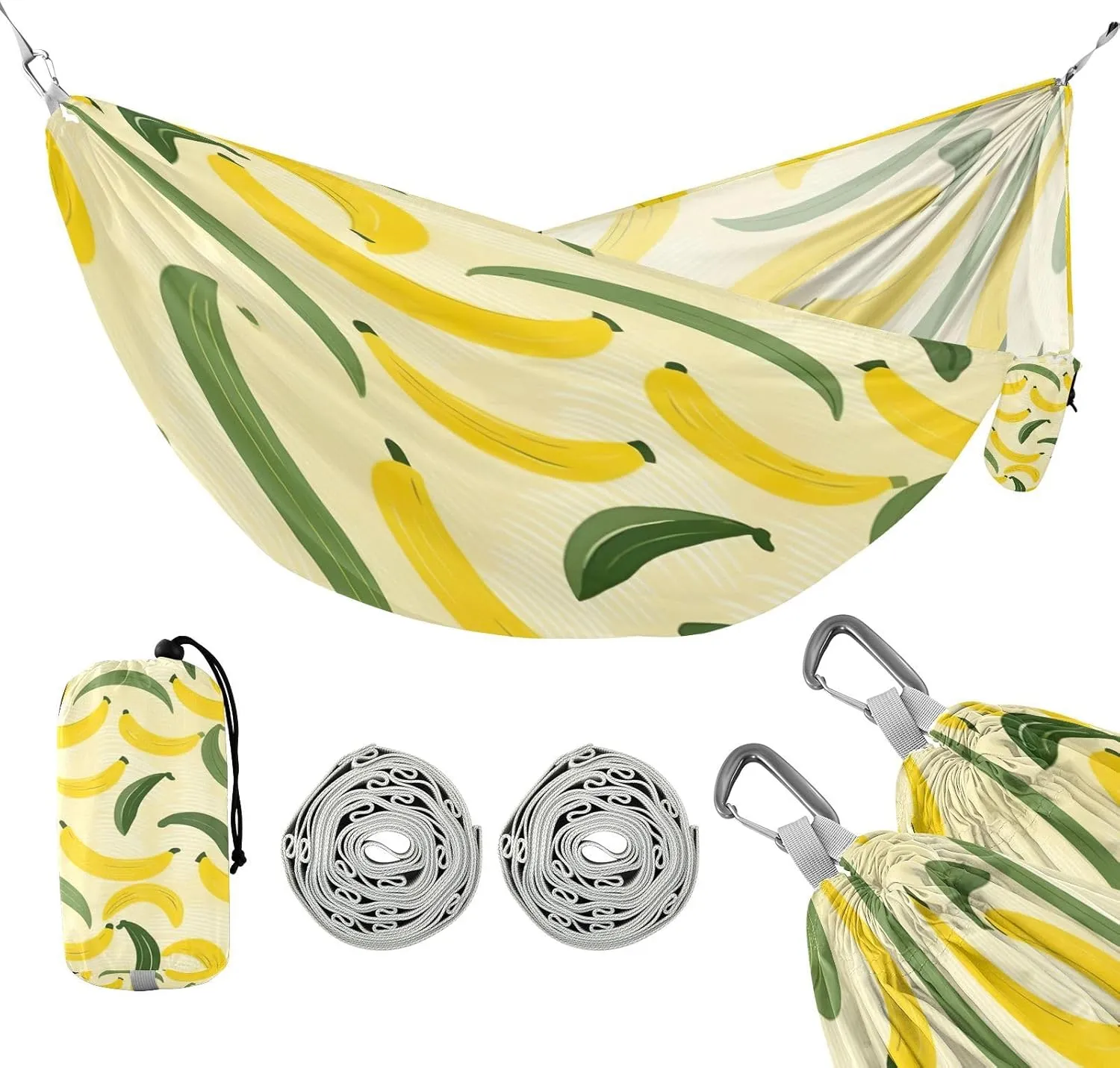 ATTX Yellow Bananas Camping Hammock - Lightweight & Portable Hammocks, Heavy Duty 330lbs Capacity for Indoor, Hiking, Backpacking, Travel, Backyard, Beach#391