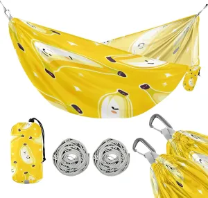 ATTX Yellow Bananas Camping Hammock - Lightweight & Portable Hammocks, Heavy Duty 330lbs Capacity for Indoor, Hiking, Backpacking, Travel, Backyard, Beach#491