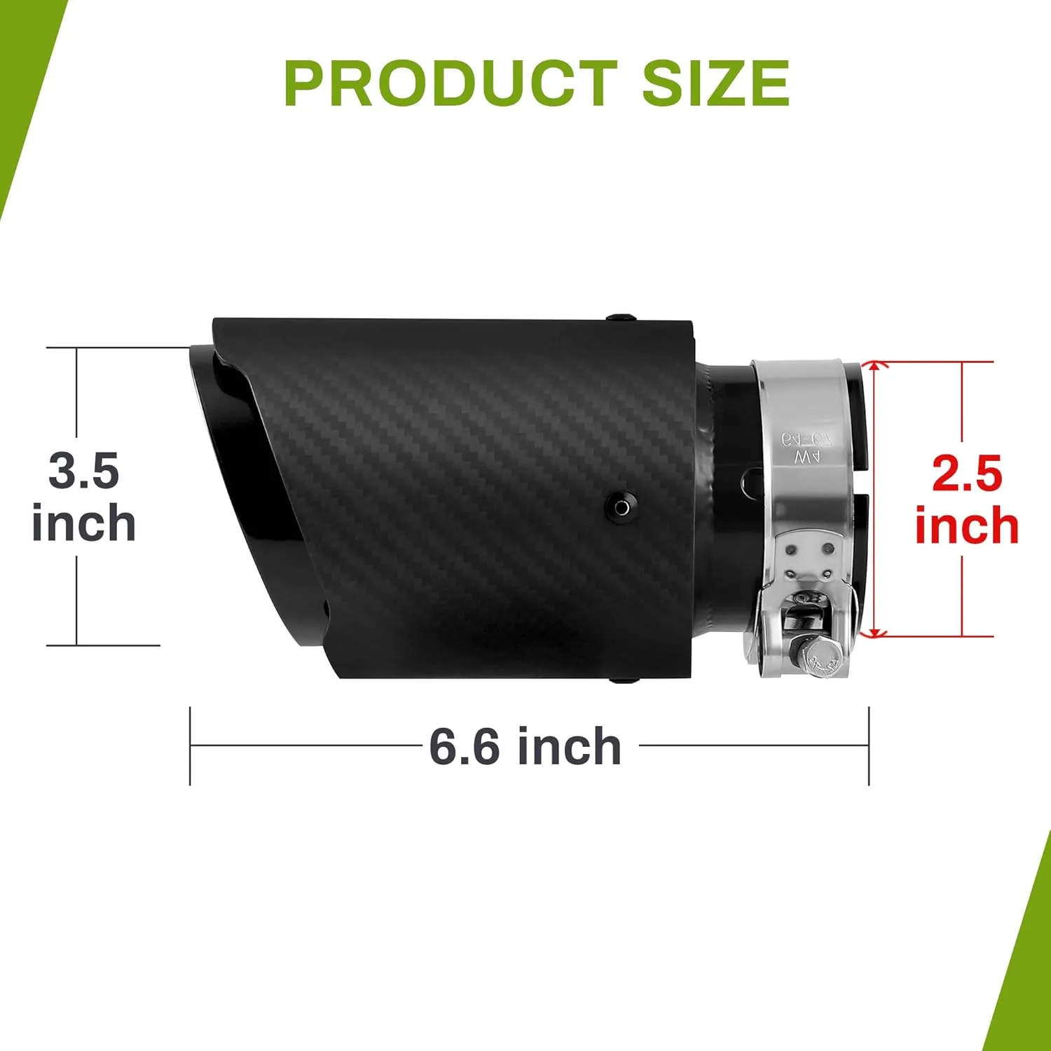 AUTOSAVER88 2.5 Inch Inlet Matte Carbon Fiber Exhaust Tip, 2.5" Inlet 3.5" Outlet 6.6" Overall Length Stainless Steel Exhaust Tips 2.5Inch Tailpipe