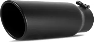AUTOSAVER88 3 Inch Inlet Black Exhaust Tip, 3" Inlet 4" Outlet 12" Overall Length Stainless Exhaust Tips Powder Coated Finish Tailpipe, Universal Fit for 3" O.D. Tailpipe, Rolled Edge, Bolt/Clamp On