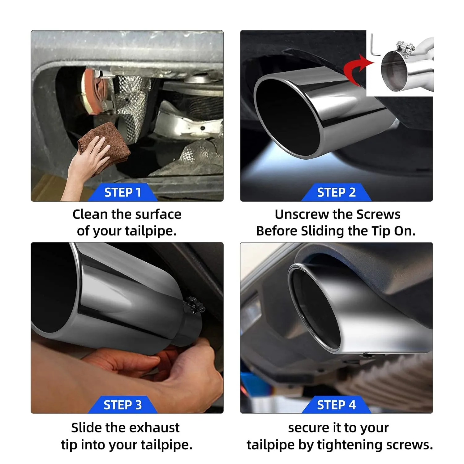 AUTOSAVER88 3 Inch Inlet Exhaust Tip, 3" Inlet 6" Outlet 15" Long Exhaust Tip, Silver Stainless Steel Finish Tailpipe