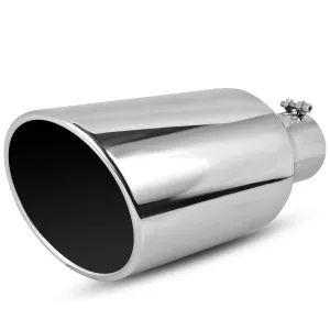 AUTOSAVER88 3 Inch Inlet Exhaust Tip, 3" Inlet 6" Outlet 15" Long Exhaust Tip, Silver Stainless Steel Finish Tailpipe