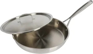 Babish 12 Inch Stainless Steel Triply Professional Grade Fry Pan w/Stainless Lid