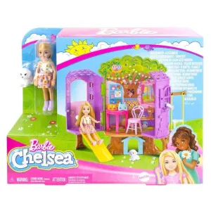 Barbie Chelsea Treehouse Dollhouse with Slide, Furniture & Pet Puppy (3-7 Years)