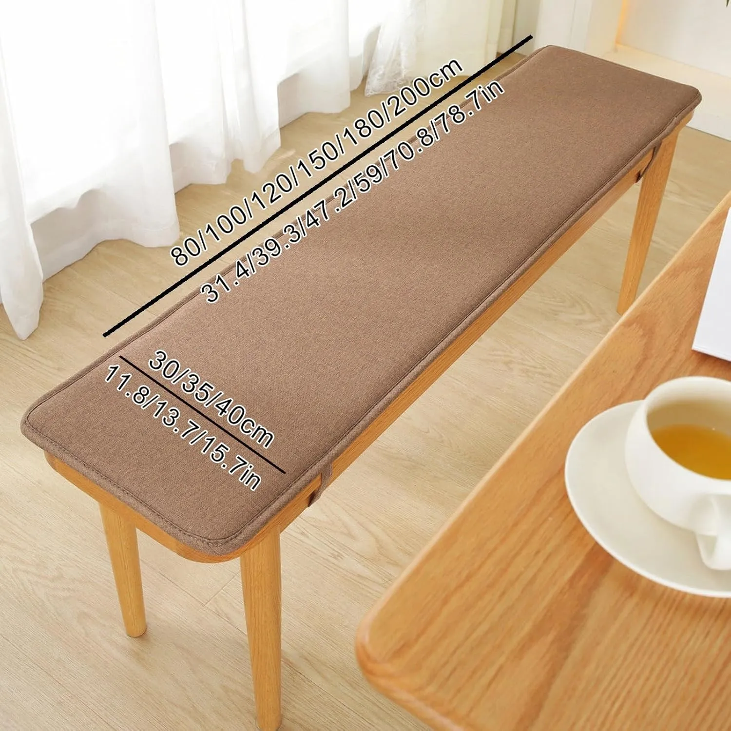 Bench Cushions for Indoor Furniture 40/48/60 x 14/15/17/11 inch Rectangular Non Slip Outdoor Bench Cushion pad for Deck Chair Swings Bench Cushion(White,13x59inch)