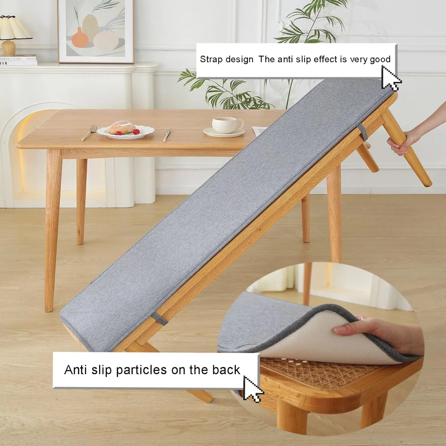 Bench Cushions for Indoor Furniture 40/48/60 x 14/15/17/11 inch Rectangular Non Slip Outdoor Bench Cushion pad for Deck Chair Swings Bench Cushion(White,13x59inch)
