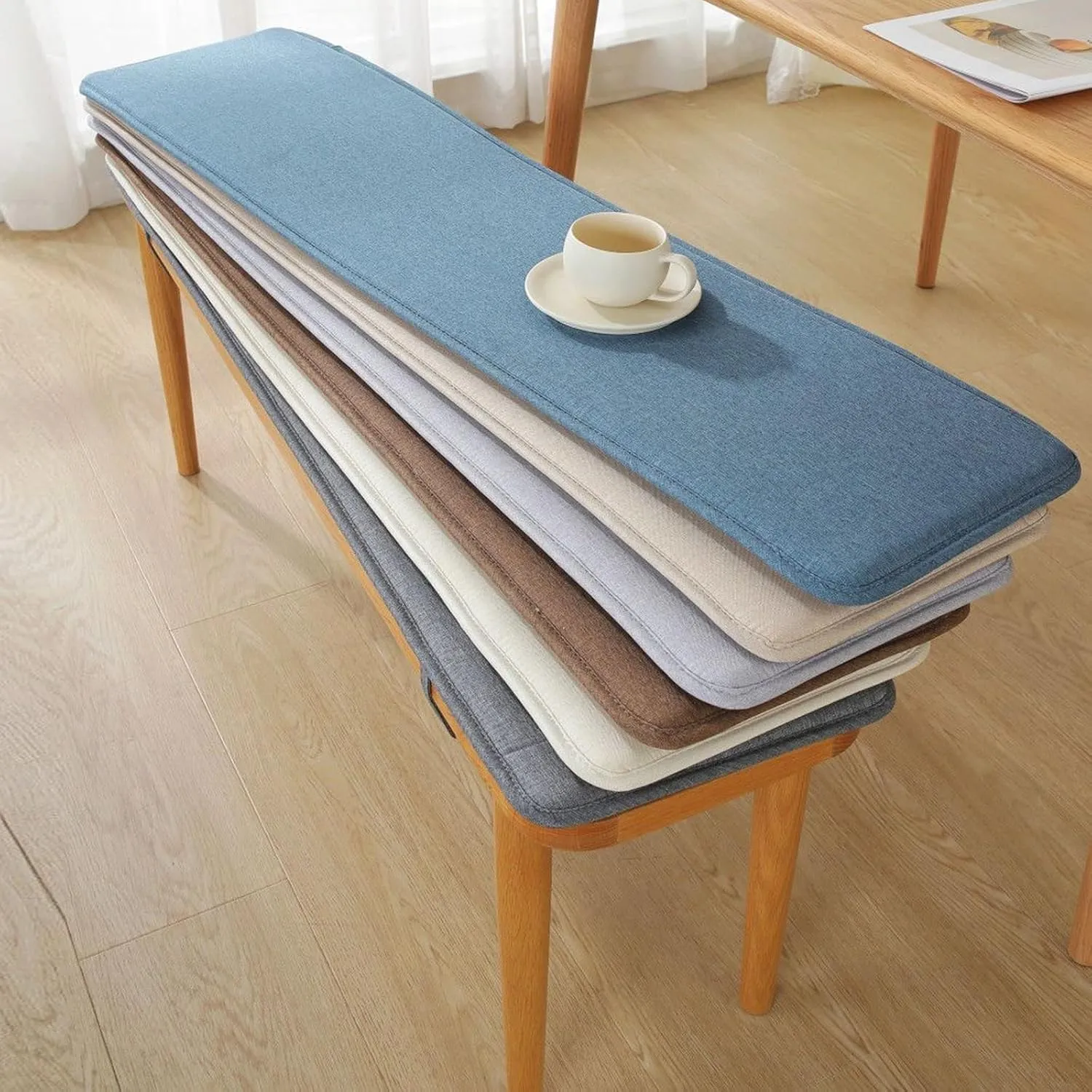 Bench Cushions for Indoor Furniture 40/48/60 x 14/15/17/11 inch Rectangular Non Slip Outdoor Bench Cushion pad for Deck Chair Swings Bench Cushion(White,13x59inch)