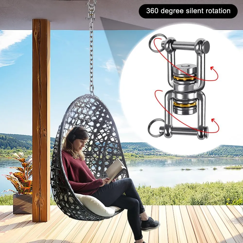 BeneLabel Swing Swivel, 360° Rotational Device with 2 Bearings, 770LB Capacity, Stainless Steel, for Aerial Dance, Yoga Swing Sets,Web Tree Swing, and More, 2 Pack