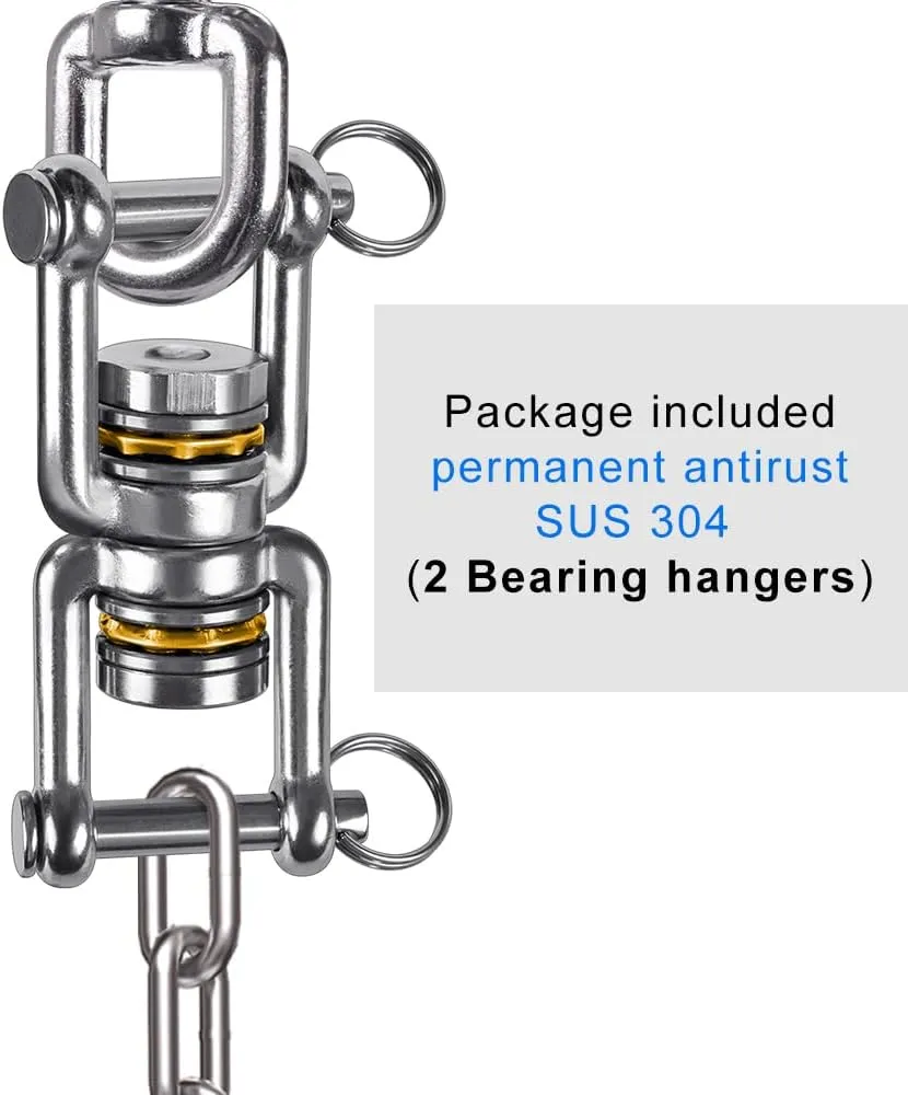 BeneLabel Swing Swivel, 360° Rotational Device with 2 Bearings, 770LB Capacity, Stainless Steel, for Aerial Dance, Yoga Swing Sets,Web Tree Swing, and More, 2 Pack