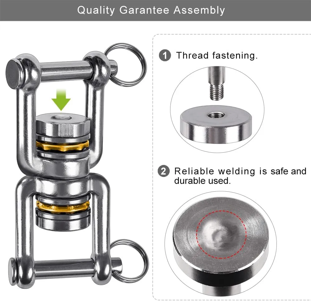 BeneLabel Swing Swivel, 360° Rotational Device with 2 Bearings, 770LB Capacity, Stainless Steel, for Aerial Dance, Yoga Swing Sets,Web Tree Swing, and More, 2 Pack