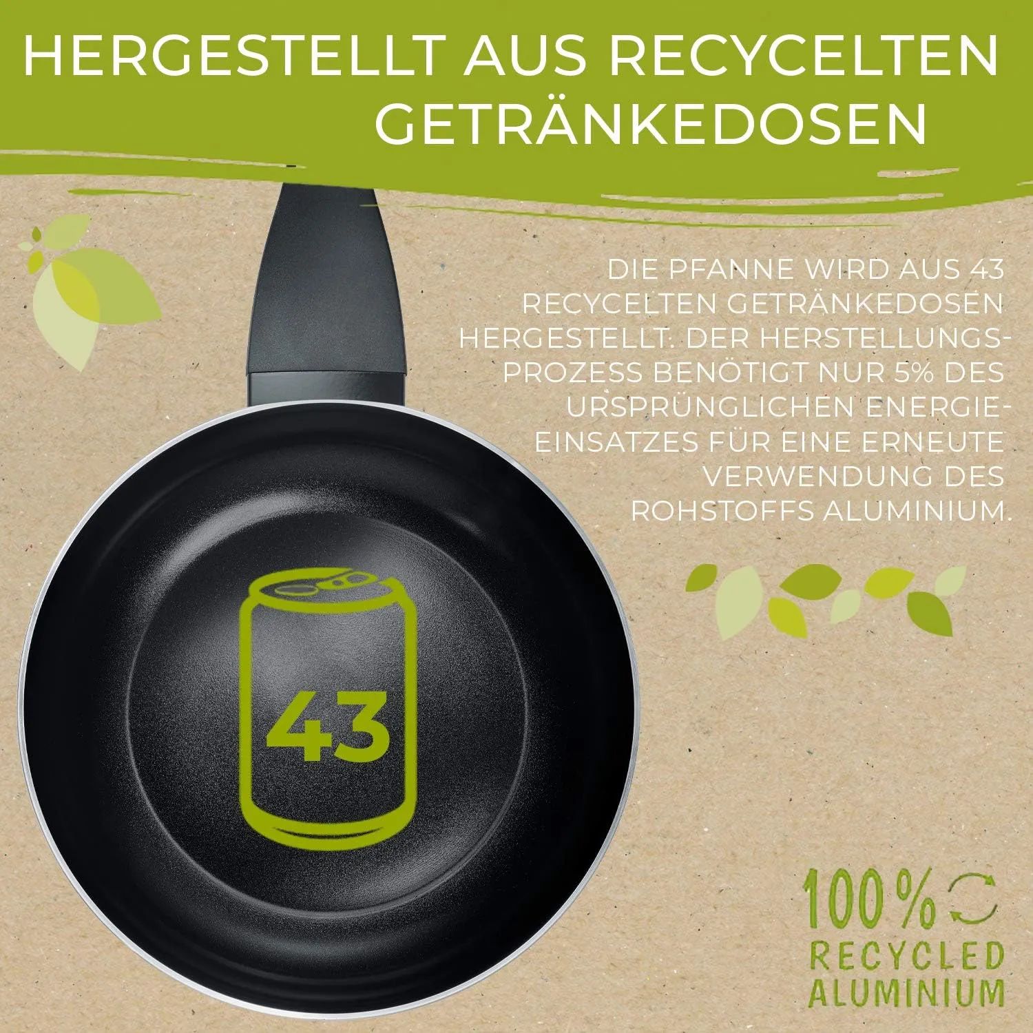 Berndes b.Green Aluminium Recycled Induction Frying Pan 28 cm, 100% Recycled Drink Cans, Black