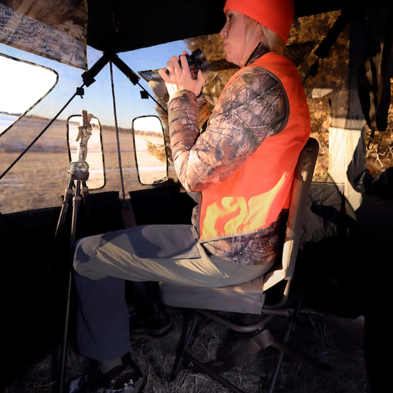 Black Sierra Padded Swivel Hunting Chair - 360 Silent, Heavy Duty, Supports 300 Lbs