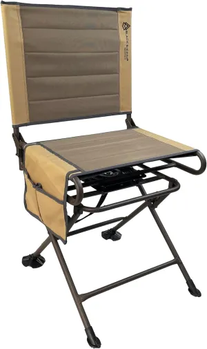 Black Sierra Silent 360° Swivel Hunting Chair with Steel Frame, Supports 300 LBS, Portable Luxury Armless Hunt Seat, Heavy Duty Stealth Spin w/All Terrain Duck Feet