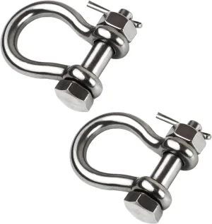 Boat Anchor Shackle 1/4" 5/16" 3/8" 1/2 inch (4 Size) 316 Stainless Steel Shackle Marine Grade Bow Shackle with Cotter Pin