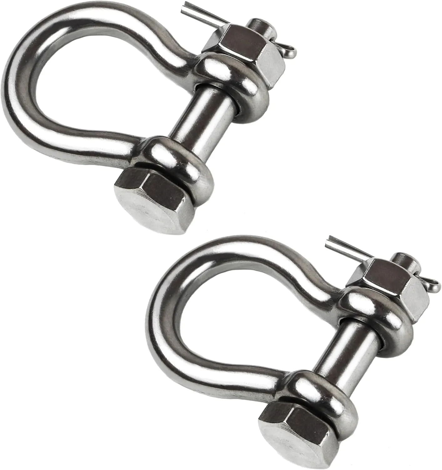 Boat Anchor Shackle 1/4" 5/16" 3/8" 1/2 inch (4 Size) 316 Stainless Steel Shackle Marine Grade Bow Shackle with Cotter Pin