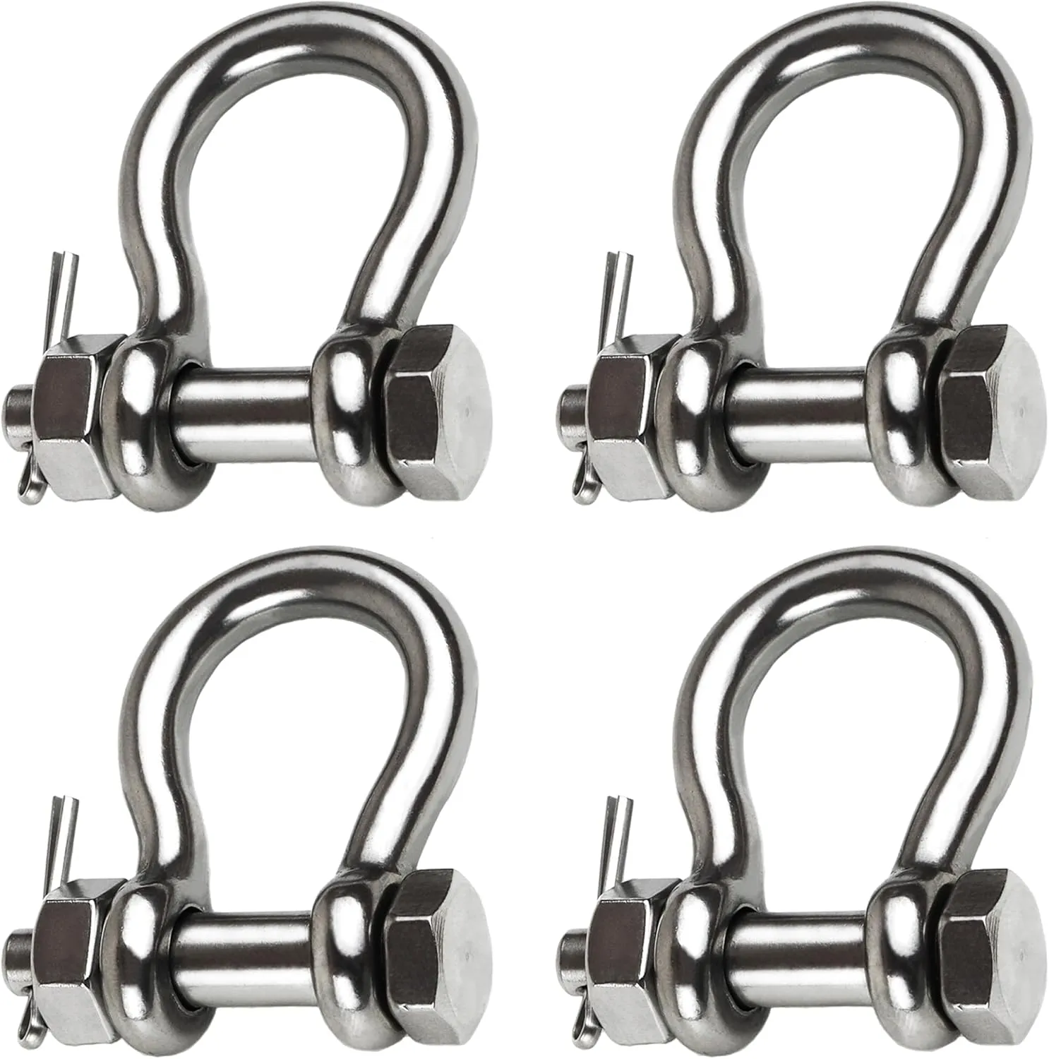 Boat Anchor Shackle 1/4" 5/16" 3/8" 1/2 inch (4 Size) 316 Stainless Steel Shackle Marine Grade Bow Shackle with Cotter Pin