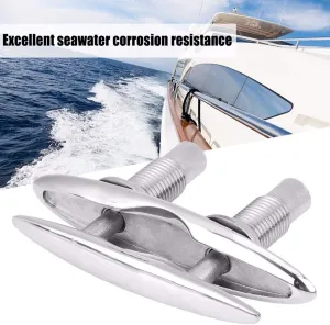 Boat Pull Up Deck Cleat 6 inch/150mm Heavy Duty Flush Mount Dock Cleat Double-Deck Push-Pull Cable Bolt for Kayak Boat and Dock Marine Stainless Steel