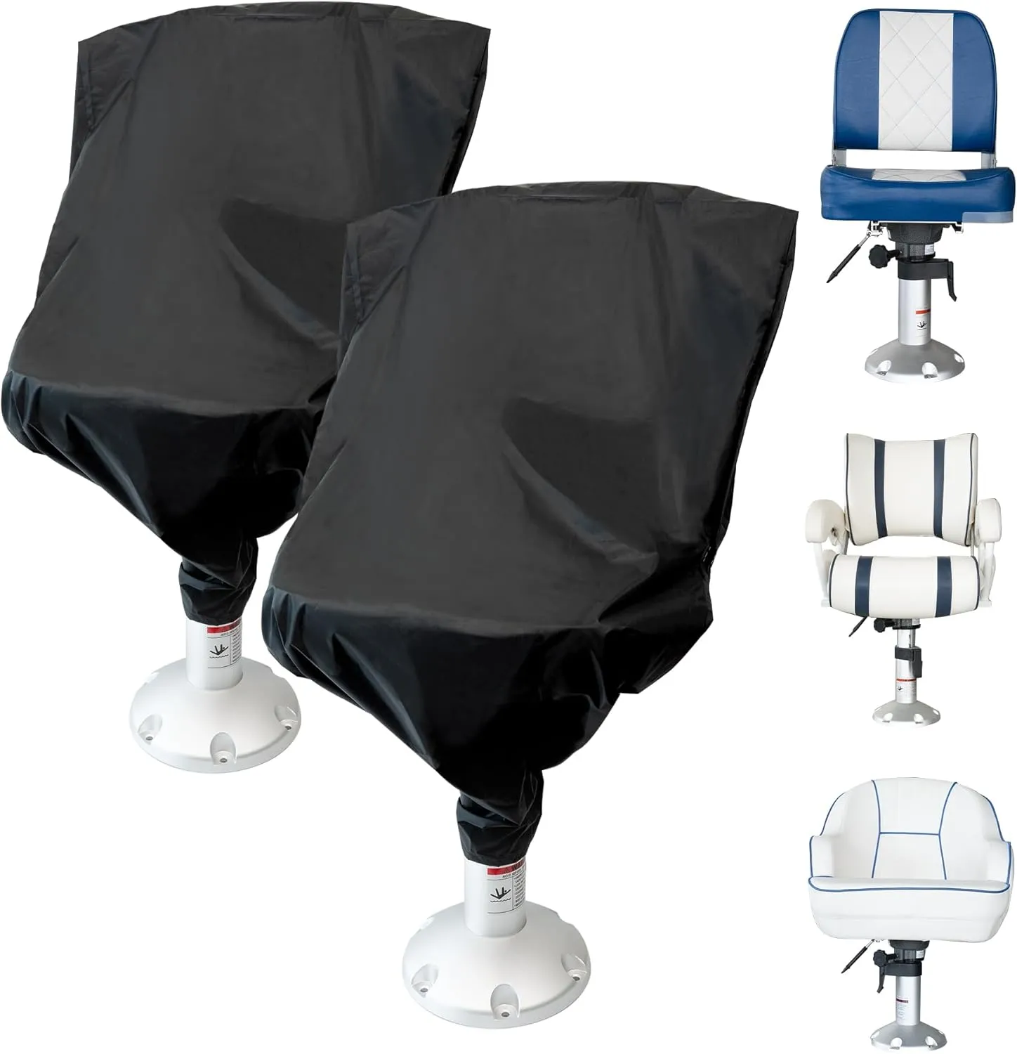 Boat Seat Covers 2 Pack,Waterproof Pontoon Captain Chair Covers,Weather UV Resistant Polyester Covers for Folding Boat Seat