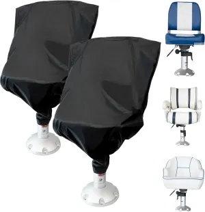 Boat Seat Covers 2 Pack,Waterproof Pontoon Captain Chair Covers,Weather UV Resistant Polyester Covers for Folding Boat Seat