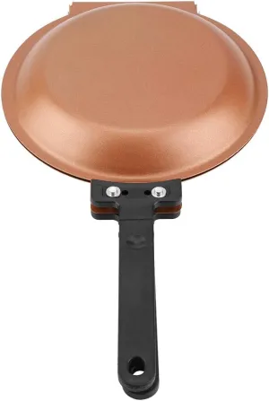 BORDSTRACT Pancake Maker, Pancake Pan Japan, Double Sided Frying Pan Non-Stick Flip Folding Frying Pan (Gold)