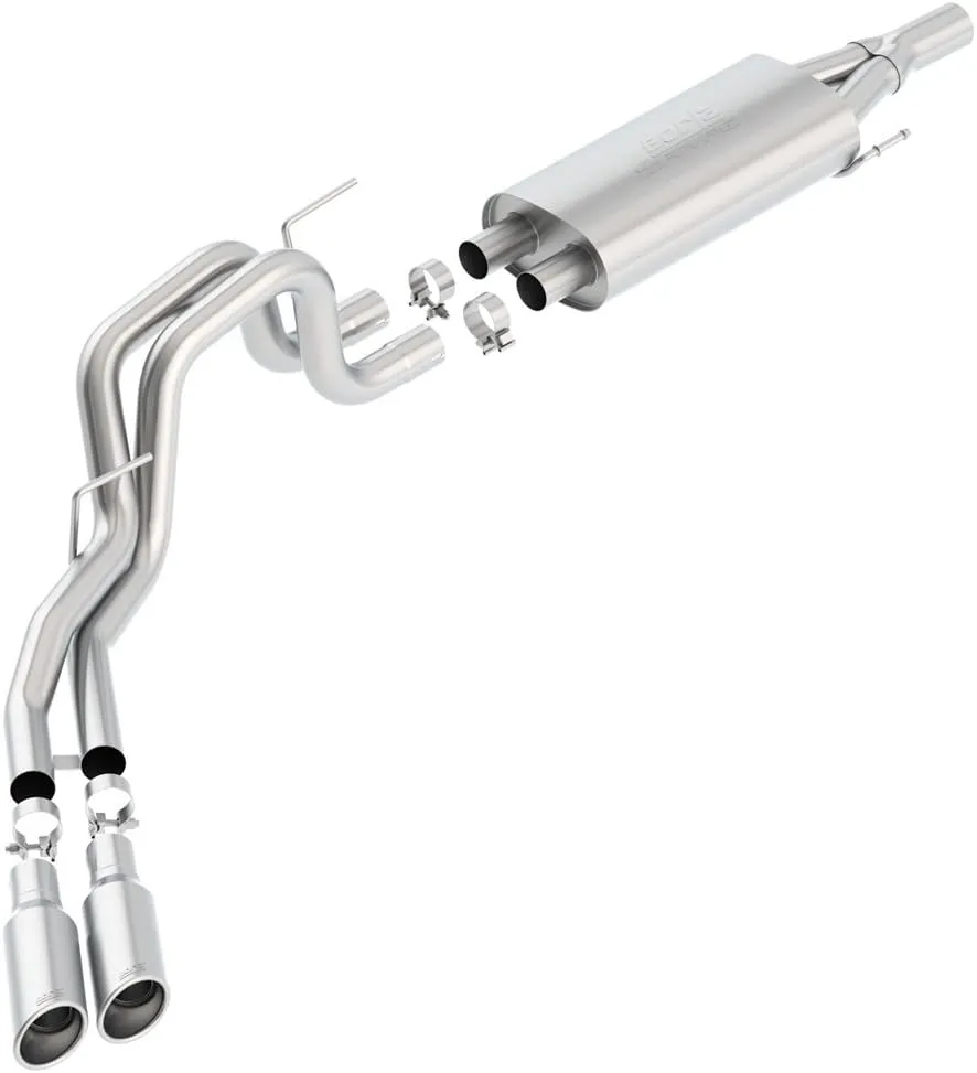 BORLA 140404 Cat-Back System for 2010-2014 Ford F-150 SVT Raptor/ 2011-2012 F-150 Harley Edition 6.2L V8 2 & 4 Wheel Drive AT/MT Ext. Cab (5' 5") Bed 133.3" WB/Crew Cab (5' 5") Bed 145.2" WB.
