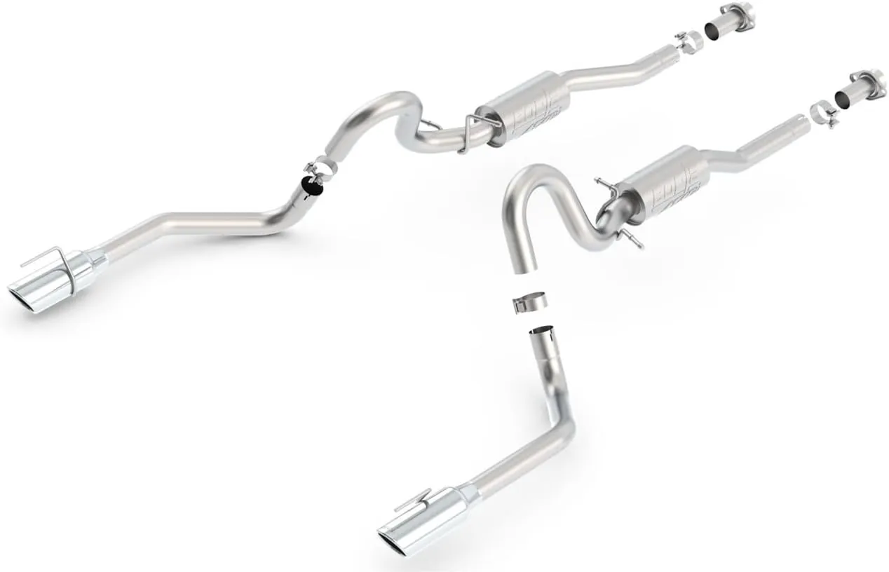BORLA 140458 Cat-Back Performance Exhaust System for 1999-2004 Ford Mustang GT 4.6L V8 & Mach 1 4.6L V8 T-304 Stainless Steel ATAK Sound Dual Split Rear Exit Single 4" Round Chrome Tips On Each Side