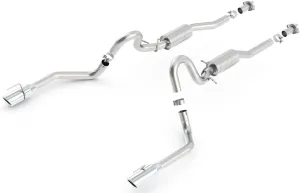 BORLA 140458 Cat-Back Performance Exhaust System for 1999-2004 Ford Mustang GT 4.6L V8 & Mach 1 4.6L V8 T-304 Stainless Steel ATAK Sound Dual Split Rear Exit Single 4" Round Chrome Tips On Each Side