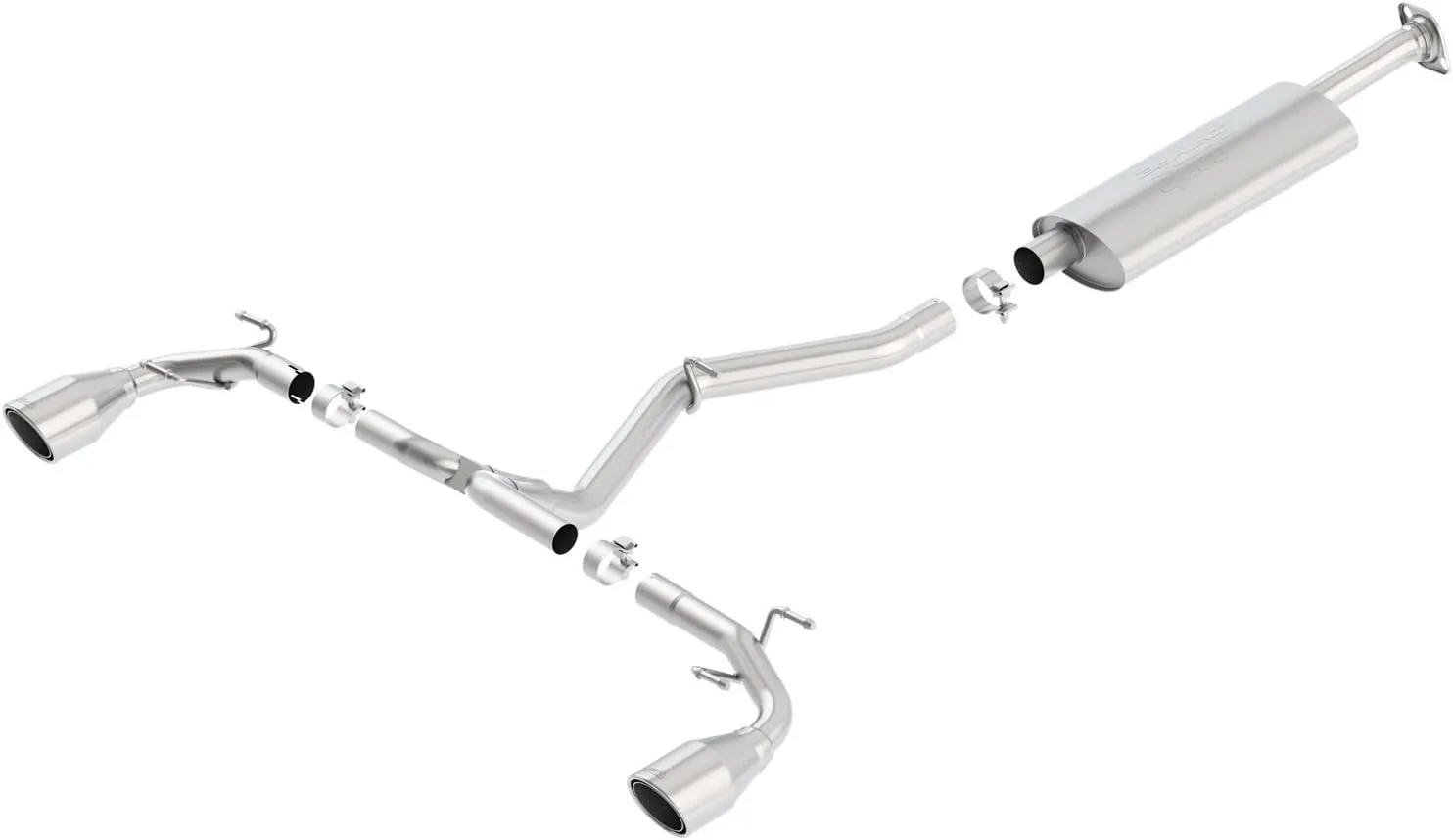 BORLA 140496 Cat-Back Perf. Exh. Sys. for 2013-2020 Subaru BRZ & 2013 Scion FR-S & 2017-2020 Toyota 86 2.0L 4 Cyl. T-304 SS S-Type Dual Split Rear Exit Single 4.5" Rnd. Polished T-304 Tips