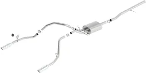 BORLA 140537 Cat-Back Perf. Exhaust Sys. for '14-'18 Chevrolet Silverado 1500/ GMC Sierra 1500/ '19 Silverado & Sierra 1500 LD ONLY V8 T-304 Stainless ATAK Dual Split Rear Exit 4" Rnd. Chrome Tips