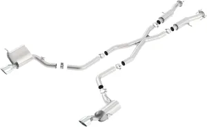 BORLA 140633 Cat-Back Performance Exhaust System for 2015-2021 Jeep Grand Cherokee SRT WK2 6.4L V8 T-304 Stainless Steel ATAK Sound Dual Split Rear Exit Single 5" Round Chrome Tips On Each Side