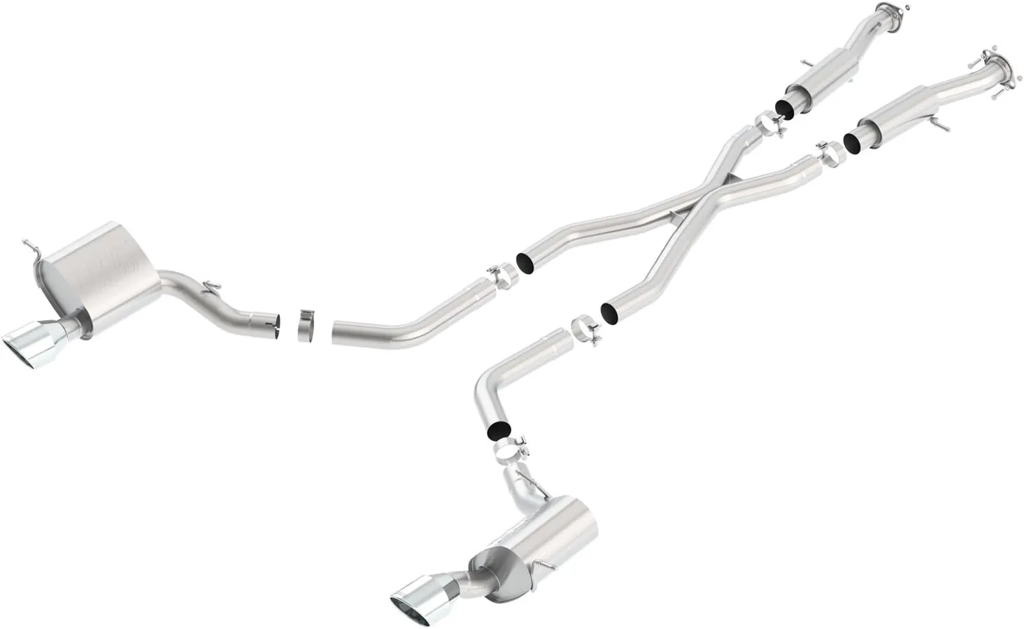 BORLA 140633 Cat-Back Performance Exhaust System for 2015-2021 Jeep Grand Cherokee SRT WK2 6.4L V8 T-304 Stainless Steel ATAK Sound Dual Split Rear Exit Single 5" Round Chrome Tips On Each Side