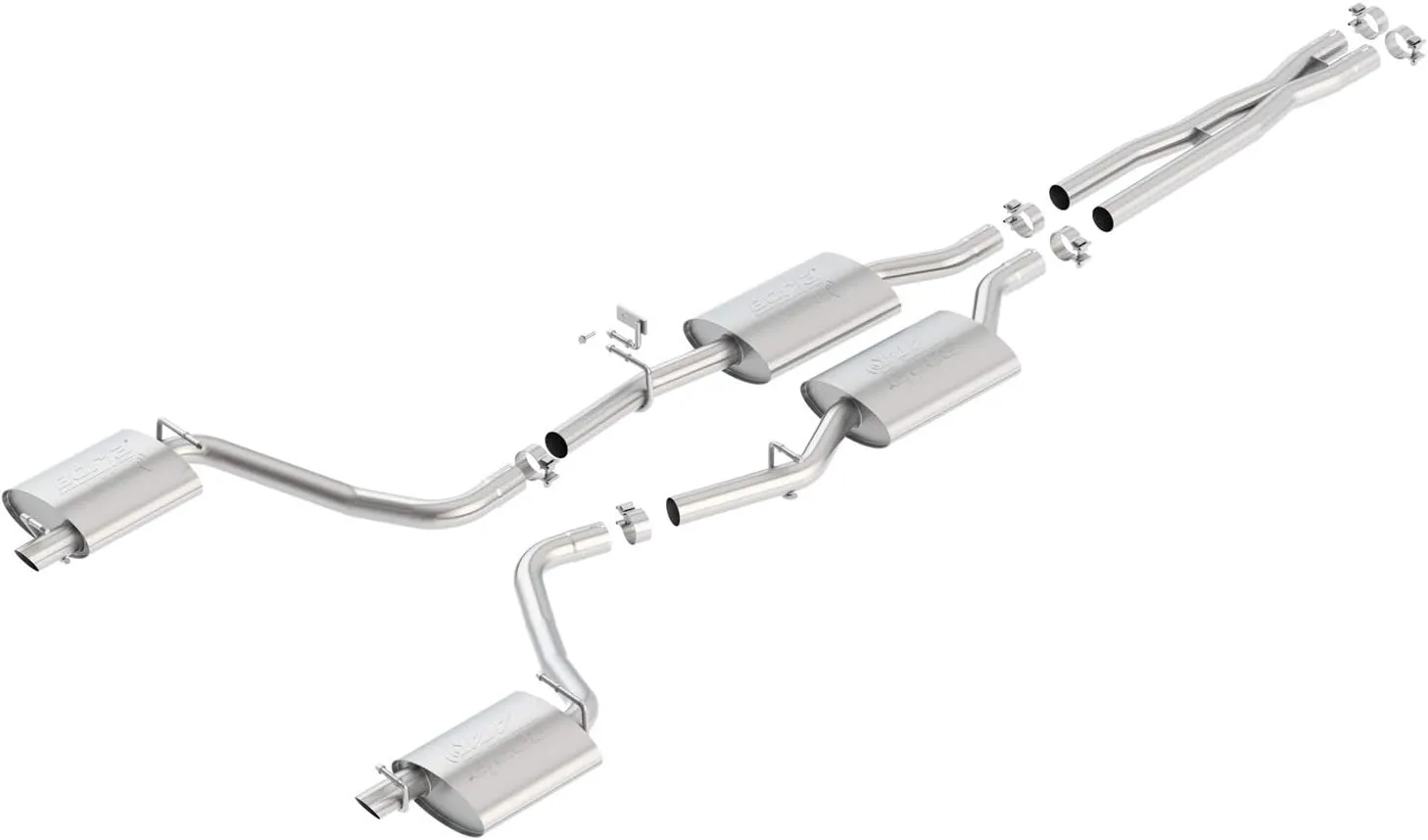 BORLA 140686 Cat-Back Perf. Exhaust System for 2015-2023 Dodge Charger V6 & Chrysler 300 V6 T-304 Stainless Steel ATAK Sound Dual Split Rear Exit Single 2.25" Exit Each Side Reuse O.E. Tips